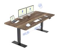 FLEXISPOT Bureau Assis Debout 160x70 avec 2 Moteurs Puissants, Charge 120kg, Bureau Électrique avec Fonction Mémoire (Cadre Noir+Plateau Marron)