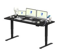 FLEXISPOT Bureau Assis Debout 180 * 80 Électrique avec Double Moteur Port USB, Plateau Monobloc 25mm, Pieds à 3 Niveaux, 120 kg de Charge, 4 Mémoires, Détection d’Obstacle, Noir