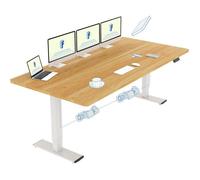 FlexiSpot Bureau Assis Debout 180 x 80 cm avec 2 Moteurs Puissants, Bureau Électrique avec Fonction Mémoire (Blanc + Maple)