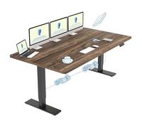 FLEXISPOT Bureau Assis Debout 180 x 80 cm avec 2 Moteurs Puissants, Table Stable Réglable en Hauteur, Bureau Électrique avec Fonction Mémoire (Noir + Marron)