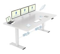 FlexiSpot QB2 Bureau Assis Debout 180 x 80 cm avec 2 Moteurs Puissants, Bureau Électrique avec Fonction Mémoire (Blanc + Blanc)