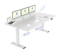 FlexiSpot QB2 Bureau Assis Debout 180 x 80 cm avec 2 Moteurs Puissants, Bureau Électrique avec Fonction Mémoire (Blanc + Blanc)