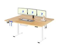 FLEXISPOT Bureau Assis Debout 180x80cm, Bureau Réglable en Hauteur avec Fonction Mémoire, Charge 70 kg, Bureau d'ordinateur avec Crochet,Étagère et Passe-Câbles, pour Télétravail, Érable
