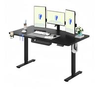 FLEXISPOT Bureau Assis Debout 180x80cm, Bureau Réglable en Hauteur avec Fonction Mémoire, Charge 70 kg, Bureau d'ordinateur avec Crochet,Étagère et Passe-Câbles, pour Télétravail, Noir