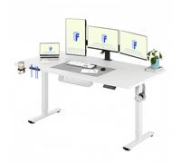 FLEXISPOT Bureau Assis Debout 180x80cm, Bureau Réglable en Hauteur avec Fonction Mémoire, Charge 70 kg, Bureau d'ordinateur avec Crochet,Étagère et Passe-Câbles, pour Télétravail, Blanc