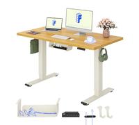 FLEXISPOT Bureau Assis Debout & 2 Moteurs, 120x60cm,Mousse Blanc+Érable | Charge de 120kg, Système anti-collision, Panneau de Commande avec 4 mémoires & Accessoires Pratiques Inclus pour Bureau