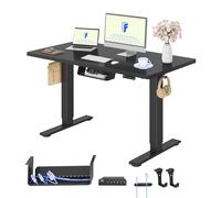 FLEXISPOT Bureau Assis Debout & 2 Moteurs, 120x60cm,Noir+Noir | Charge de 120kg, Système anti-collision, Panneau de Commande avec 4 mémoires & Accessoires Pratiques Inclus pour Bureau