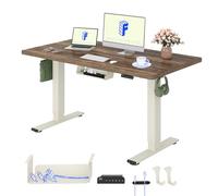 FLEXISPOT Bureau Assis Debout & 2 Moteurs, 140x80cm,Mousse Blanc+Grain | Charge de 120kg, Système anti-collision, Panneau de Commande avec 4 mémoires & Accessoires Pratiques Inclus pour Bureau