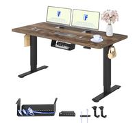 FLEXISPOT Bureau Assis Debout & 2 Moteurs, 140x80cm,Noir+Grain