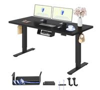 FLEXISPOT Bureau Assis Debout & 2 Moteurs, 160x80cm,Noir+Noir