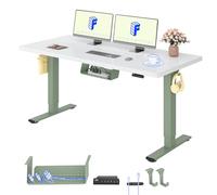 FLEXISPOT Bureau Assis Debout & 2 Moteurs, 160x80cm,Vert+Blanc | Charge de 120kg, Système anti-collision, Panneau de Commande avec 4 mémoires & Accessoires Pratiques Inclus pour Bureau