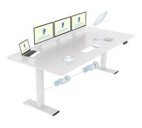FlexiSpot QB2 Bureau Assis Debout 200 x 80 cm avec 2 Moteurs Puissants, Bureau Électrique avec Fonction Mémoire (Blanc + Blanc)