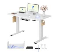 FLEXISPOT Bureau Assis Debout avec 2 Moteurs, 120x80 Une Pièce, 100kg Charge, Bureau Debout Réglable en Hauteur Électrique, Panneau de Contrôle à Fonctions Mémoires(Blanc+Blanc)