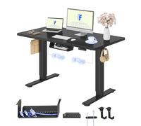 FLEXISPOT Bureau Assis Debout avec 2 Moteurs, 120x80 Une Pièce, 100kg Charge, Bureau Debout Réglable en Hauteur Électrique, Panneau de Contrôle à Fonctions Mémoires(Noir+Noir)