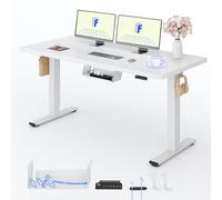 FLEXISPOT Bureau Assis Debout avec 2 Moteurs, 140x80 Une Pièce, 100kg Charge, Bureau Debout Réglable en Hauteur Électrique, Panneau de Contrôle à Fonctions Mémoires(Blanc+Blanc)