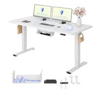 FLEXISPOT Bureau Assis Debout avec 2 Moteurs, 140x80 Une Pièce, 100kg Charge, Bureau Debout Réglable en Hauteur Électrique, Panneau de Contrôle à Fonctions Mémoires(Blanc+Blanc)