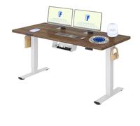 FLEXISPOT Bureau Assis Debout avec 2 Moteurs | 140x80cm, Plateau Fabriqué UE, Charge 120kg, Anti-collision, Fonctions Mémoires & Accessoires Pratiques,Blanc+Chêne Foncé