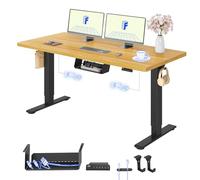 FLEXISPOT Bureau Assis Debout avec 2 Moteurs,160x80 Une Pièce, 100kg Charge, Bureau Debout Réglable en Hauteur Électrique, Panneau de Contrôle à Fonctions Mémoires(Noir+ Érable)