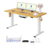 FLEXISPOT Bureau Assis Debout avec 2 Moteurs, 160x80 Une Pièce, 100kg Charge, Bureau Debout Réglable en Hauteur Électrique, Panneau de Contrôle à Fonctions Mémoires(Blanc+ Érable)