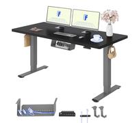 FLEXISPOT Bureau Assis Debout avec 2 Moteurs, 160x80 Une Pièce, 100kg Charge, Bureau Debout Réglable en Hauteur Électrique, Panneau de Contrôle à Fonctions Mémoires(Gris+Noir)