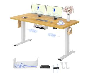 FLEXISPOT Bureau Assis Debout avec 2 Moteurs, 160x80 Une Pièce, 100kg Charge, Bureau Debout Réglable en Hauteur Électrique, Panneau de Contrôle à Fonctions Mémoires(Blanc+ Érable)