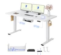 FLEXISPOT Bureau Assis Debout avec 2 Moteurs, Cadre Blanc+Plateau Blanc