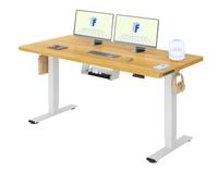 FLEXISPOT Bureau Assis Debout avec 2 Moteurs, Cadre Blanc+Plateau Érable | Plateau Monobloc 25mm,160x80cm,Charge 120kg, Anti-collision, Fonctions Mémoires & Accessoires Pratiques,Idéal Bureau
