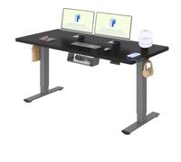 FLEXISPOT Bureau Assis Debout avec 2 Moteurs, Cadre Gris+Plateau Noir