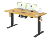 FLEXISPOT Bureau Assis Debout avec 2 Moteurs, Cadre Noir+Plateau Érable | Plateau Monobloc 25mm,140x80cm,Charge 120kg, Anti-collision, Fonctions Mémoires & Accessoires Pratiques,Idéal Bureau