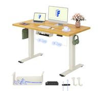 FLEXISPOT Bureau Assis Debout avec 2 Moteurs, Une Pièce 120x60cm, 100kg Charge, Bureau Debout Réglable en Hauteur Électrique, Panneau de Contrôle à Fonctions Mémoires(Mousse Blanche+Érable)