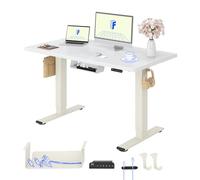 FLEXISPOT Bureau Assis Debout avec 2 Moteurs, Une Pièce 120x60cm, 100kg Charge, Bureau Debout Réglable en Hauteur Électrique, Panneau de Contrôle à Fonctions Mémoires(Mousse Blanche+Blanc)