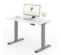 FLEXISPOT Bureau Assis Debout avec 2 Moteurs, Une Pièce 120x60cm, 100kg Charge, Bureau Debout Réglable en Hauteur Électrique, Panneau de Contrôle à Fonctions Mémoires(Gris+Blanc)