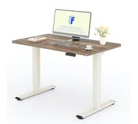 FLEXISPOT Bureau Assis Debout avec 2 Moteurs, Une Pièce 120x80cm, 100kg Charge, Bureau Debout Réglable en Hauteur Électrique, Panneau de Contrôle à Fonctions Mémoires(Mousse Blanche+Marron)