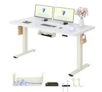 FLEXISPOT Bureau Assis Debout avec 2 Moteurs, Une Pièce 140x80cm, 100kg Charge, Bureau Debout Réglable en Hauteur Électrique, Panneau de Contrôle à Fonctions Mémoires(Mousse Blanche+Blanc)