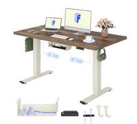 FLEXISPOT Bureau Assis Debout avec 2 Moteurs, Une Pièce 140x80cm, 100kg Charge, Bureau Debout Réglable en Hauteur Électrique, Panneau de Contrôle à Fonctions Mémoires(Mousse Blanche+Marron)