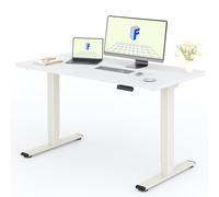 FLEXISPOT Bureau Assis Debout avec 2 Moteurs, Une Pièce 140x80cm, 100kg Charge, Bureau Debout Réglable en Hauteur Électrique, Panneau de Contrôle à Fonctions Mémoires(Mousse Blanche+Blanc)