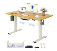 FLEXISPOT Bureau Assis Debout avec 2 Moteurs, Une Pièce 140x80cm, 100kg Charge, Bureau Debout Réglable en Hauteur Électrique, Panneau de Contrôle à Fonctions Mémoires(Mousse Blanche+Érable)