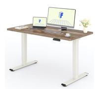 FLEXISPOT Bureau Assis Debout avec 2 Moteurs, Une Pièce 140x80cm, 100kg Charge, Bureau Debout Réglable en Hauteur Électrique, Panneau de Contrôle à Fonctions Mémoires(Mousse Blanche+Marron)