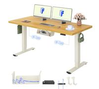 FLEXISPOT Bureau Assis Debout avec 2 Moteurs, Une Pièce 160x80cm, 100kg Charge, Bureau Debout Réglable en Hauteur Électrique, Panneau de Contrôle à Fonctions Mémoires(Mousse Blanche+Érable)