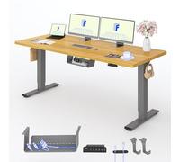 FLEXISPOT Bureau Assis Debout avec 2 Moteurs, Une Pièce 180x80cm, 100kg Charge, Bureau Debout Réglable en Hauteur Électrique, Panneau de Contrôle à Fonctions Mémoires(Gris+Érable)
