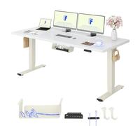 FLEXISPOT Bureau Assis Debout avec 2 Moteurs, Une Pièce 180x80cm, 100kg Charge, Bureau Debout Réglable en Hauteur Électrique, Panneau de Contrôle à Fonctions Mémoires(Mousse Blanche+Blanc)