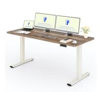 FLEXISPOT Bureau Assis Debout avec 2 Moteurs, Une Pièce 180x80cm, 100kg Charge, Bureau Debout Réglable en Hauteur Électrique, Panneau de Contrôle à Fonctions Mémoires(Mousse Blanche+Marron)