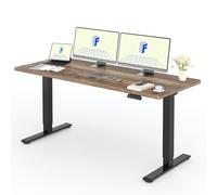 FLEXISPOT Bureau Assis Debout avec 2 Moteurs, Une Pièce 180x80cm, 100kg Charge, Bureau Debout Réglable en Hauteur Électrique, Panneau de Contrôle à Fonctions Mémoires(Noir+Marron)