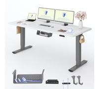 FLEXISPOT Bureau Assis Debout avec 2 Moteurs, Une Pièce 180x80cm, 100kg Charge, Bureau Debout Réglable en Hauteur Électrique, Panneau de Contrôle à Fonctions Mémoires(Gris+Blanc)