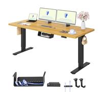 FLEXISPOT Bureau Assis Debout avec 2 Moteurs, Une Pièce 180x80cm, 100kg Charge, Bureau Debout Réglable en Hauteur Électrique, Panneau de Contrôle à Fonctions Mémoires(Noir+Érable)