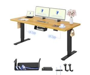 FLEXISPOT Bureau Assis Debout avec 2 Moteurs, Une Pièce 180x80cm, 100kg Charge, Bureau Debout Réglable en Hauteur Électrique, Panneau de Contrôle à Fonctions Mémoires(Noir+Érable)