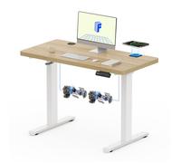 FlexiSpot Bureau Assis Debout avec Recharge sans Fil, 2 Moteurs Puissants, avec Fonction Mémoire et Anti-Collision,110x54cm,Maple