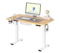 FLEXISPOT Bureau Assis Debout Basic, 110x54cm Une Pièce, Bureau Électrique Réglable en Hauteur, avec Porte-gobelets et Crochets, Panneau à Fonctions Mémoires, Érable