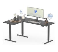 FLEXISPOT Bureau Assis Debout d'angle 180x120 cm, Bureau en L avec 3 Pieds, Bureau Électrique Réglable avec 4 Boutons Mémoire,Noir