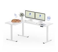 FLEXISPOT Bureau Assis Debout d'angle 180x120cm, Table en L avec 3 Pieds, Bureau Électrique Réglable en Hauteur avec 4 Boutons Mémoire et Système de Sécurité Anti-Collision (Blanc)
